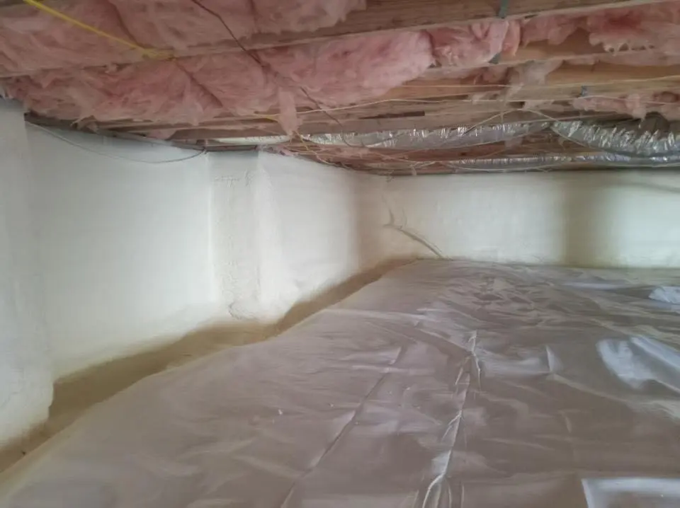Crawl space encapsulation with closed-cell spray foam for Roof Leak Repair in Millstone